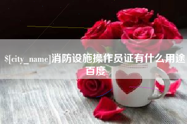 宣威消防设施操作员证有什么用途百度
